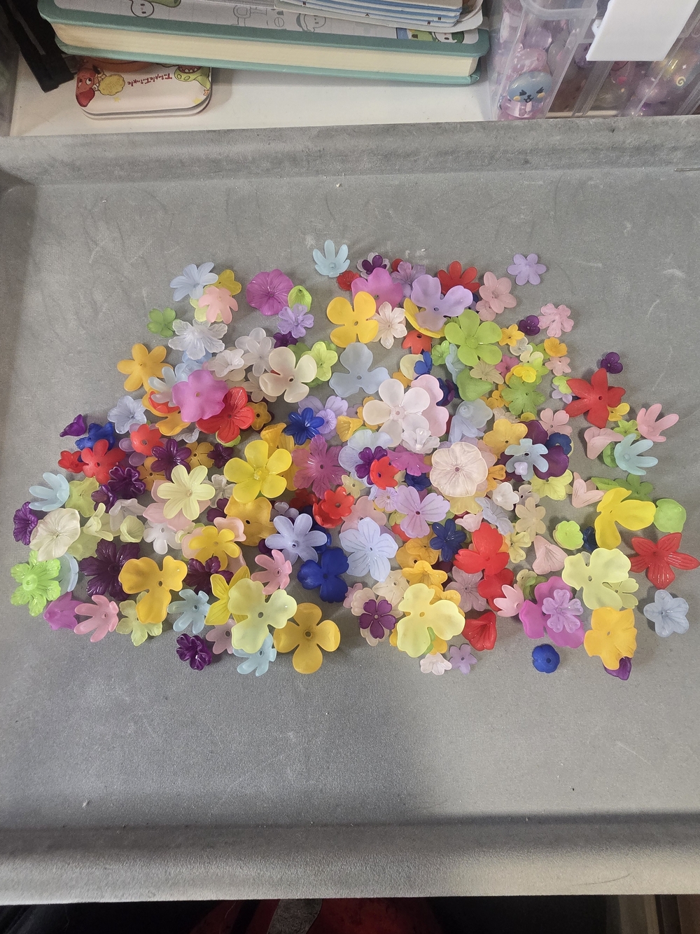 Colorful Assorted Flower Beads  - Multi-Color Multi Size